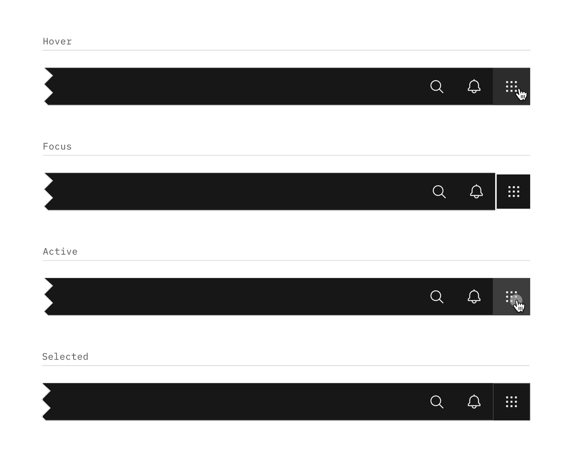 Header action interactive states